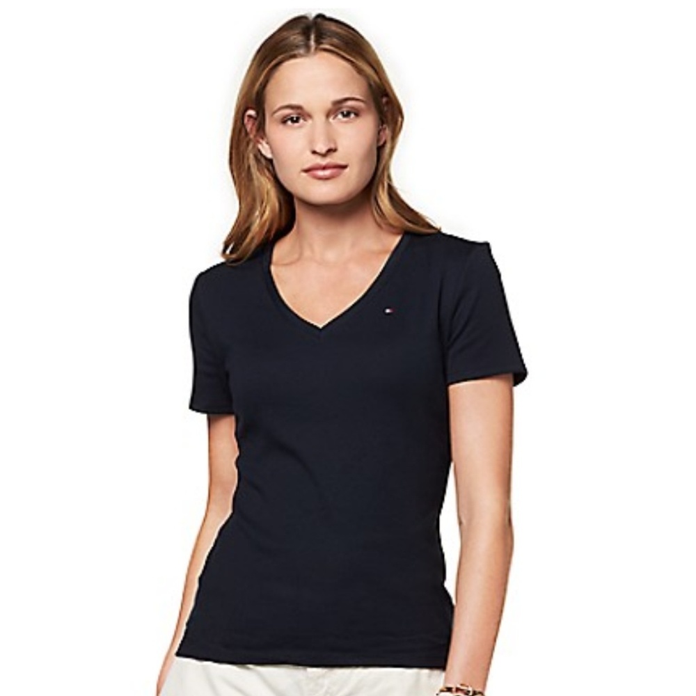 Tommy Hilfiger Black V Neck Tee NWT